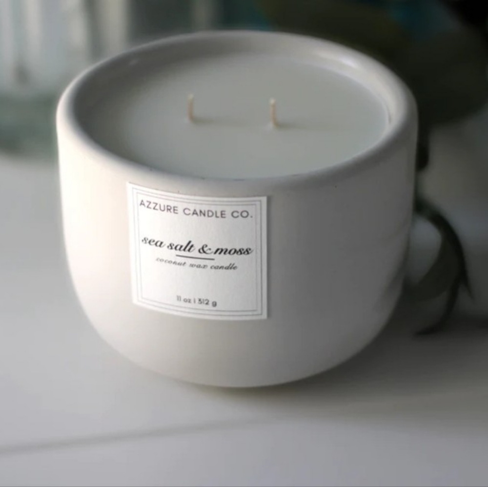 Sea Salt & Moss Scented Candle: Handcrafted, All-natural.